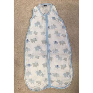 Mud pie Muslin Light Sleepsack 0-6M Blue Elephant